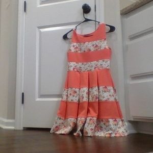Salmon and flower print dress.